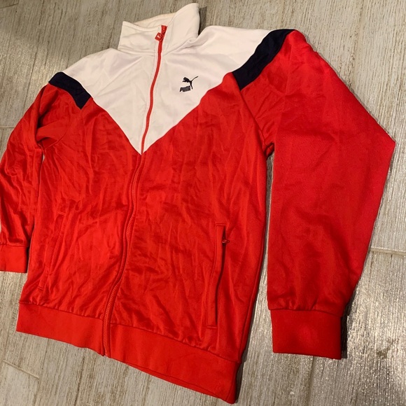 PUMA MCS 87 Track Jacket Mens 2XL Red White Black Full Zip Soccer Retro - Picture 5 of 7